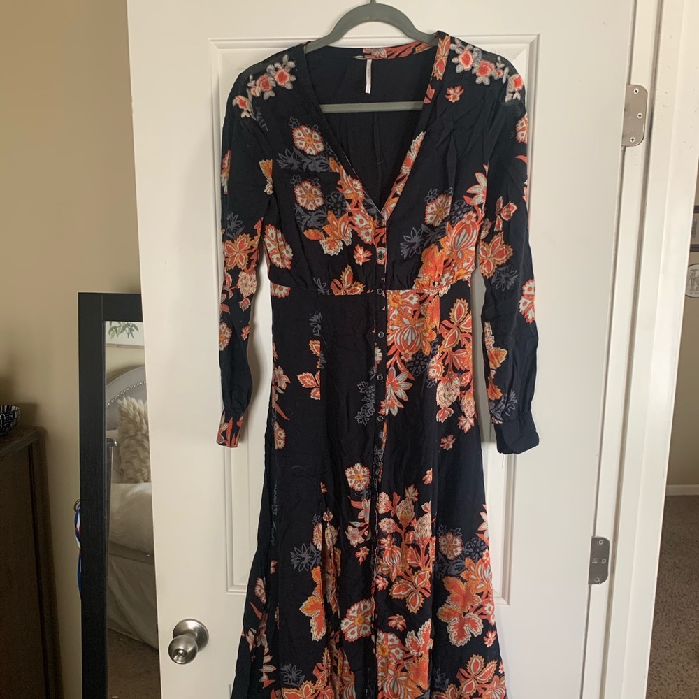 Black Free People Button Dress